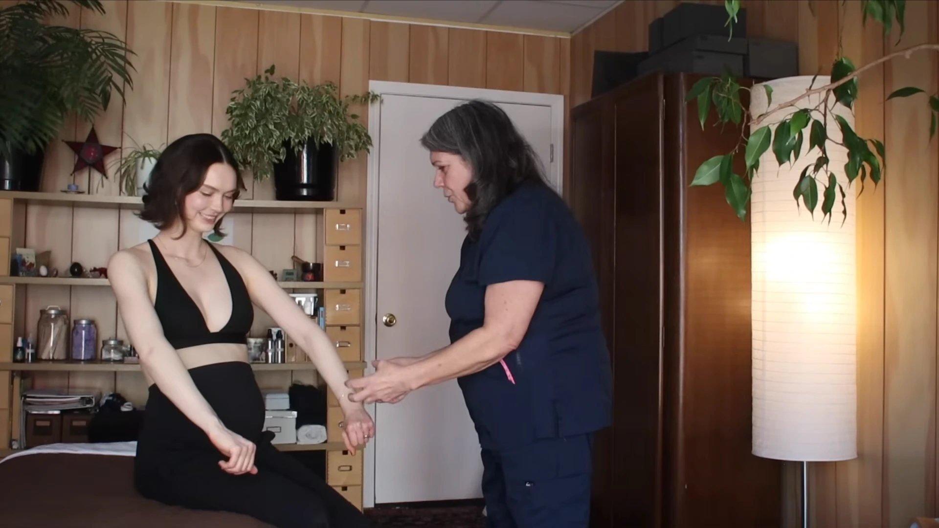 A gentle hands-on lymphatic treatment in progress